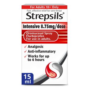Strepsils Intensive 8.7mg/dose Oromucosal Spray Flurbiprofen 15ml